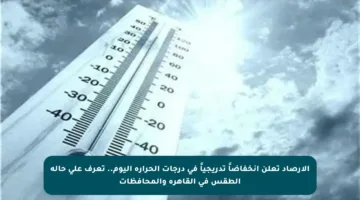 الأرصاد تعلن انخفاضاً تدريجياً في درجات الحرارة اليوم.. تعرف على حالة الطقس في القاهرة والمحافظات